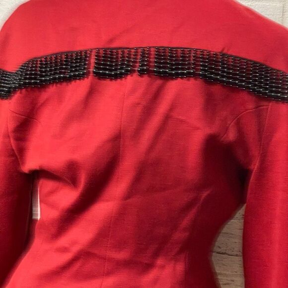 Vintage Mon-Liz Paris Red Beaded 80's Wool Jacket Small - Picture 7 of 10